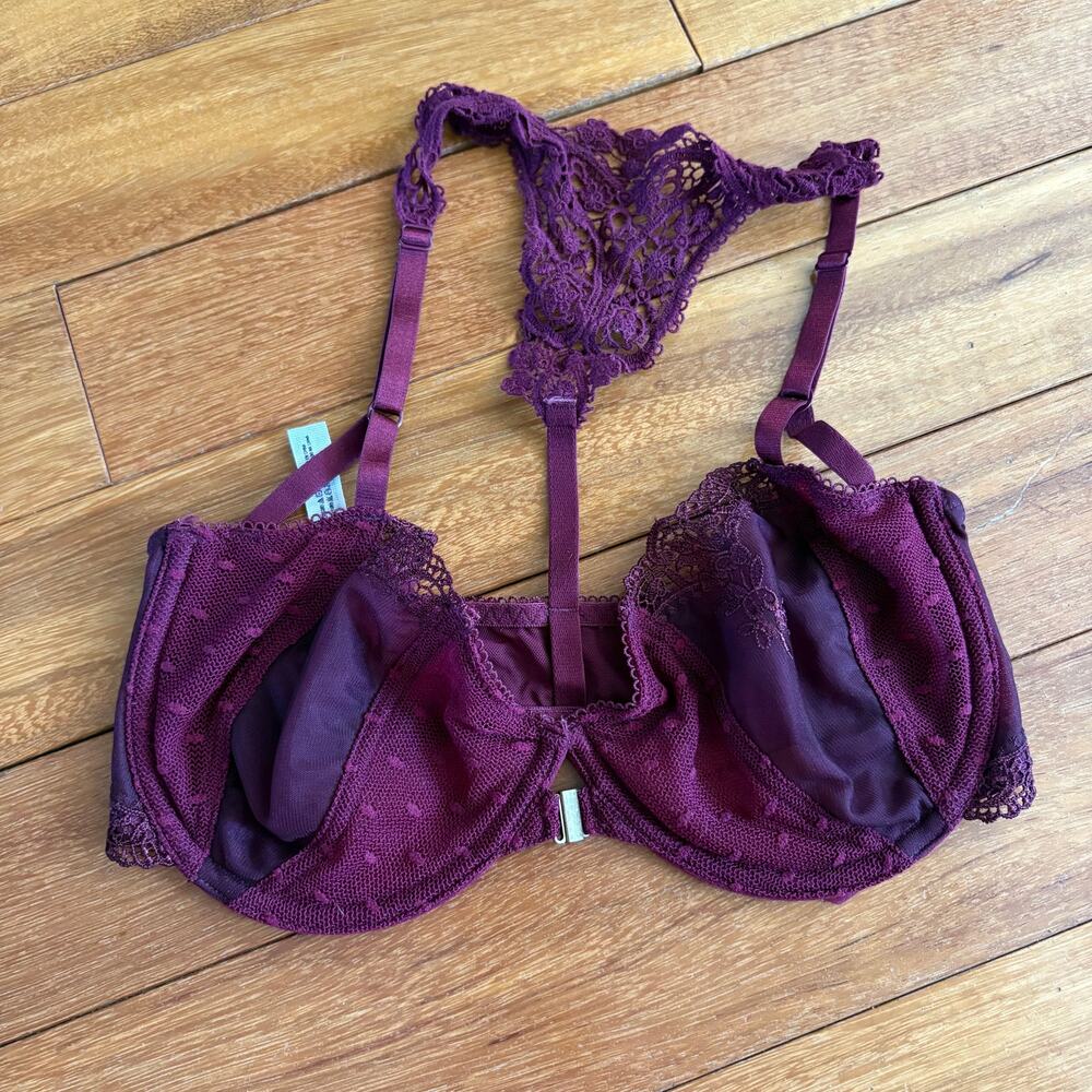 Free People Burgundy Racerback Front Closure Bra Size 32DD
